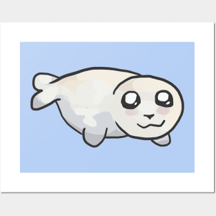 Happy baby seal puppy smiling Posters and Art